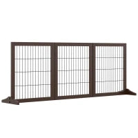 Cancelletto Pieghevole e Regolabile in Legno di Pino e Metallo con Base Stabile, per Cani e Cuccioli, 185x36x71cm