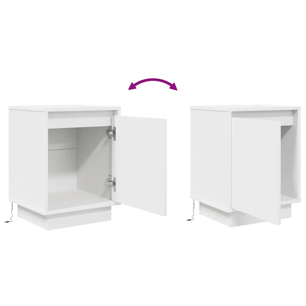 Comodino con Luci a LED-Tavolino da notte Bianco 38x34x50 cm 986012