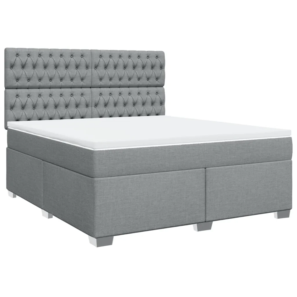 Giroletto a Molle con Materasso Grigio Chiaro180x200 cm Tessuto