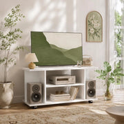 TV Cabinet With Wheels White 80x40x45 Cm Wood-based Material