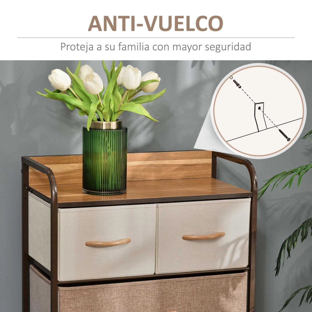 Com¨° Camera da Letto con 5 Cassetti ¨C Zephmum ¨C Legno e Metallo 58x29x99 cm