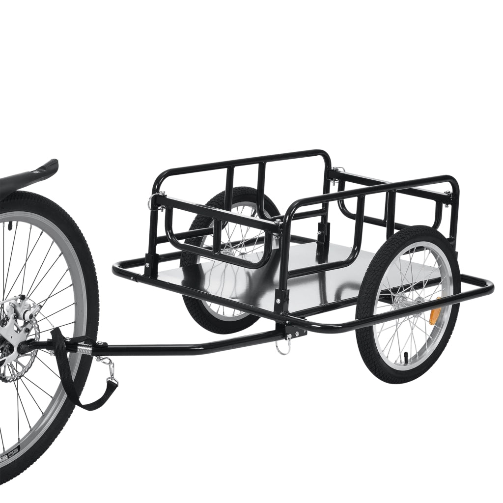 Rimorchio Cargo per Bicicletta 130 x 72 x 49 cm Carrello Trasporto per Bici con Telaio in Acciaio Carico Max. 40 kg - Nero