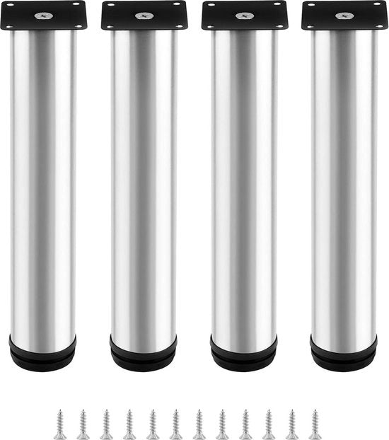 Sosteggi mobili adattabili in acciaio inossidabile - Set da 4 - 300-310 mm - 50 mm di diametro - Sosteggi adattabili per armadio, letto, divano