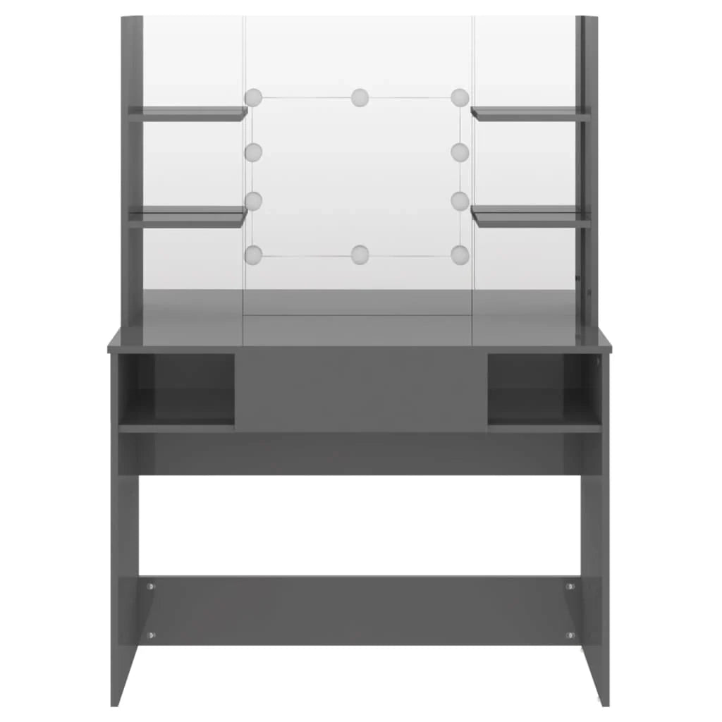 Tavolo da trucco con illuminazione a LED 100 x 40 x 135 cm MDF grigio lucido 02_0006253