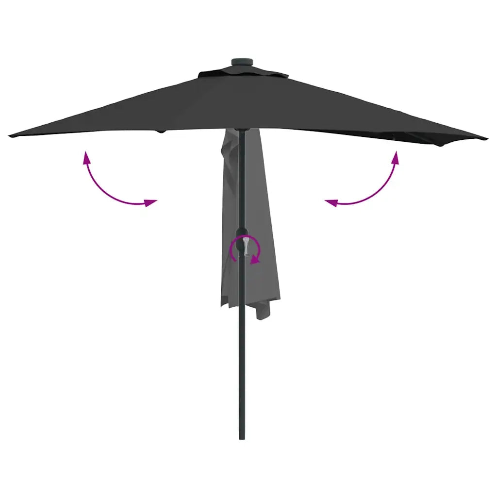 vidaXL Ombrello da giardino Nero 294 x 150 x 224 cm Tessuto