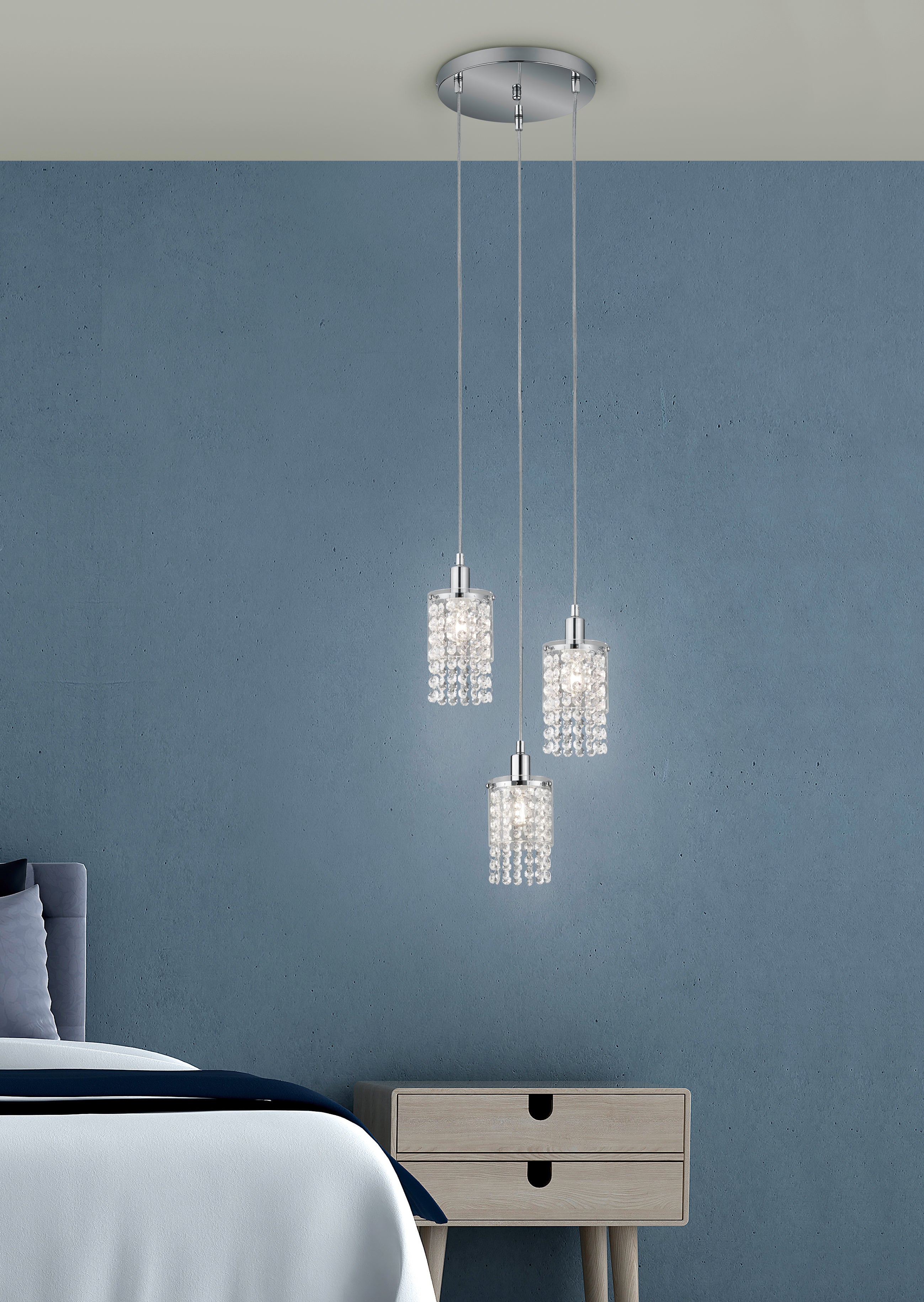 Lampada a Sospensione da Interno  E14 in Metallo Cromo