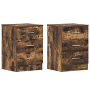 Set di 2 Comodini | Armadio da Notte | Mobiletto da notte Rovere Fumo 38x35x56 cm in Legno Multistrato