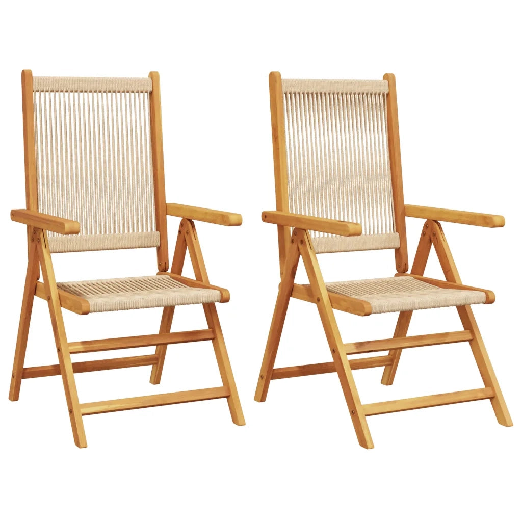 Sedie Giardino 2 pz | Sedie da Esterno Beige Legno Massello Acacia e Polipropilene