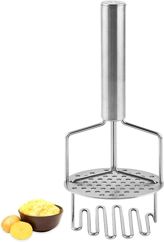 Impastatrice Patate 24,5cm - Acciaio Inossidabile Doppio Cavo Basso - Ideale per Patate, Frutta e Verdure - Resiste al Lavastoviglie