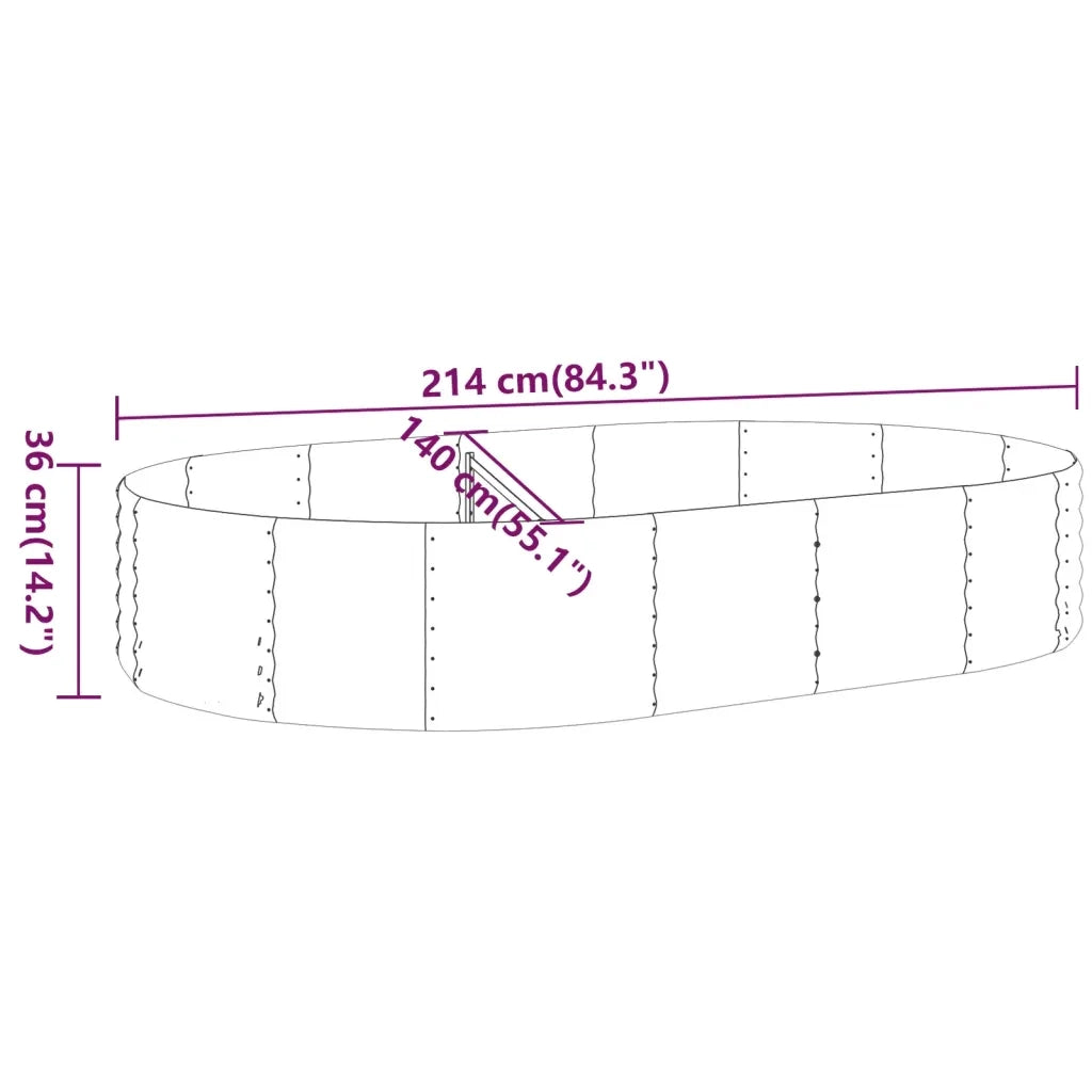 Vaso Giardino Acciaio Verniciato a Polvere 214x140x36 cm Grigio cod mxl 66903