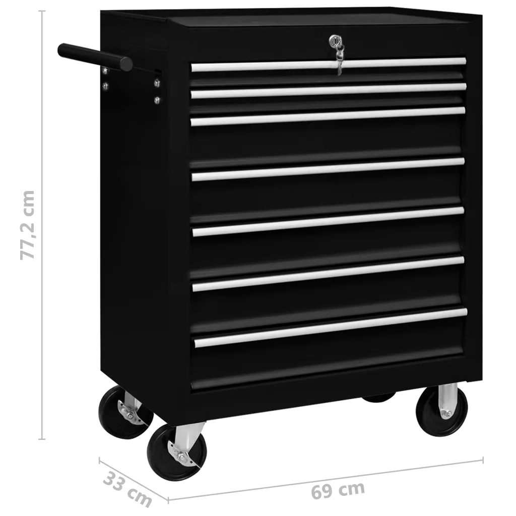 Carrello Portautensili con 7 Cassetti per Officina Nero   cod mxl 54284