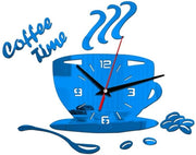 Orologio da Parete in Acrilico, Stile Moderno, Caffè, Muursticker in Forma di Onda, Clessidra Digitale per Ufficio, Casa, Bagno, Cucina, Camera da Letto (Blu)