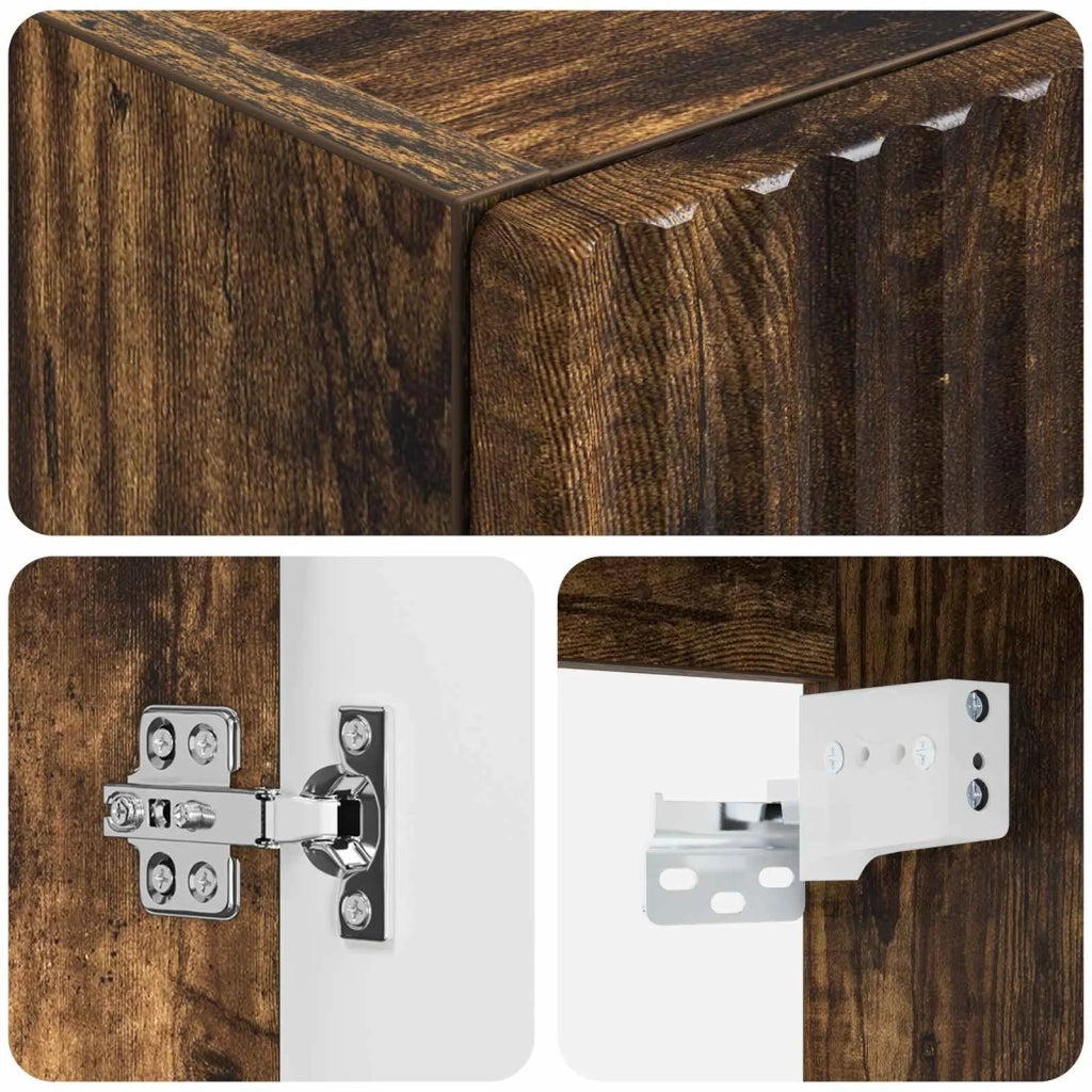 Mobiletto da Bagno a Muro Rovere Fumo 33 x 34,5 x 100 cm 890527