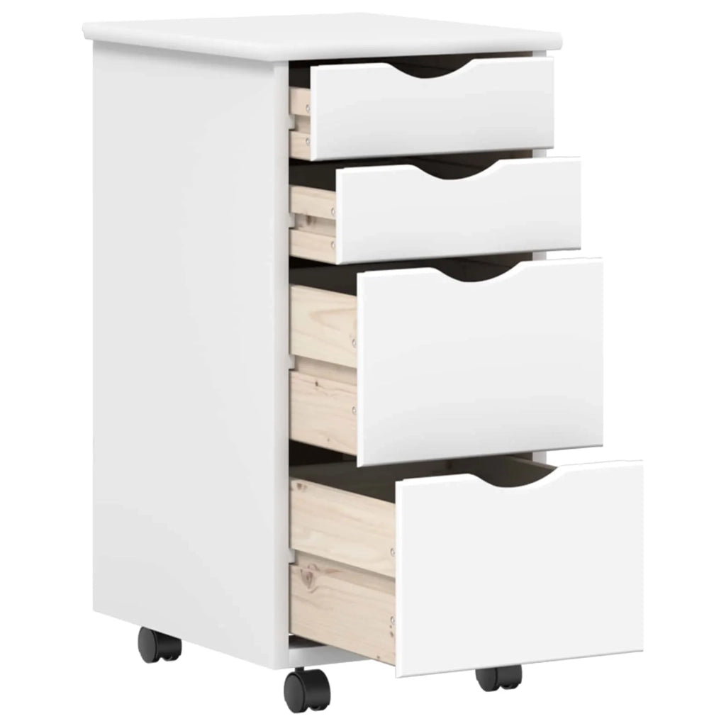 Set scrivania e mobiletto su ruote MOSS 2 pz Bianco 3438791