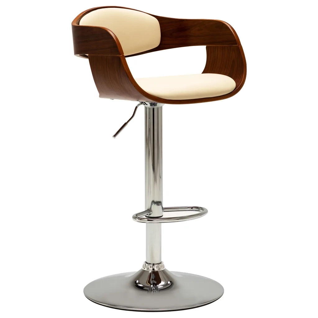 Sedie da Bar 2 pz Crema in Legno Piegato e Similpelle 3052712