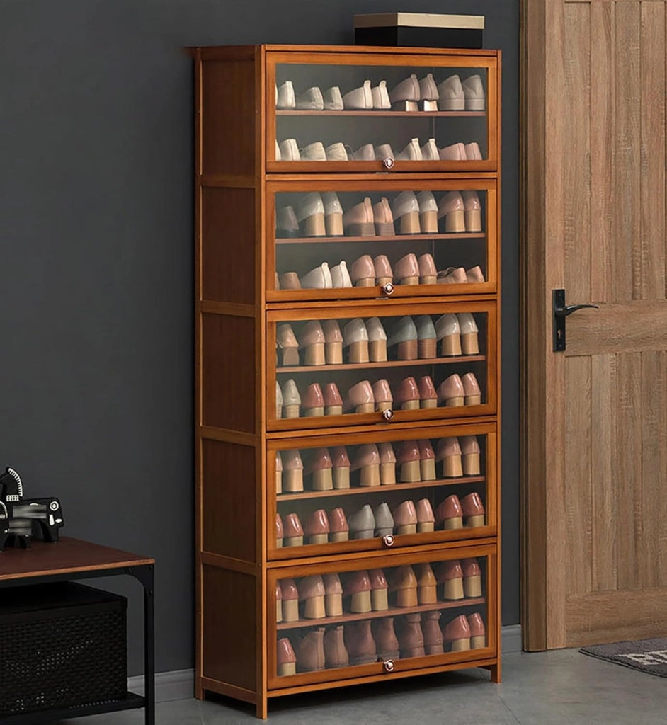 scarpiera Armadietto per scarpe in bambù Scarpiera con ante ribaltabili, Organizzatore per scarpe di grande capacità per corridoio Ingresso Ufficio Camera da letto Soggiorno Scaffale per scarpe c