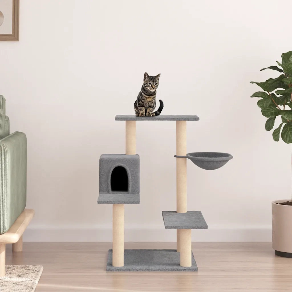 Albero per Gatti con Tiragraffi in Sisal Grigio Chiaro 82,5 cm CFW2363024