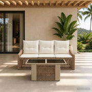 Set Divano da Giardino 4 pz Beige e Bianco Crema polyrattan 3437199