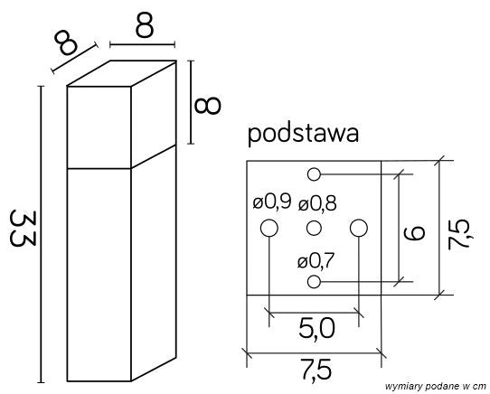 Paletto luce esterno 33cm E27 grigio scuro IP44 SU-MA Cube CB-330