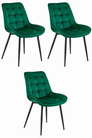 Sedia VALORA BERA - Velluto verde scuro con gambe nere x 3
