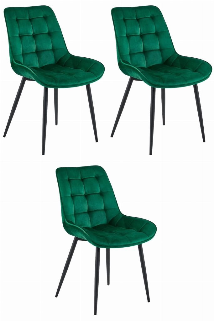 Sedia VALORA BERA - Velluto verde scuro con gambe nere x 3