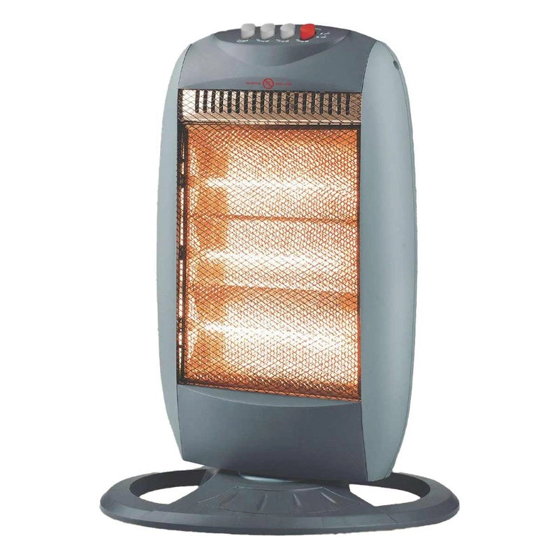 Stufa Alogena Oscillante 1200W con 3 Lampade in Alogena per Riscaldamento Rapido Silenziosa e Protezione Termica Nero