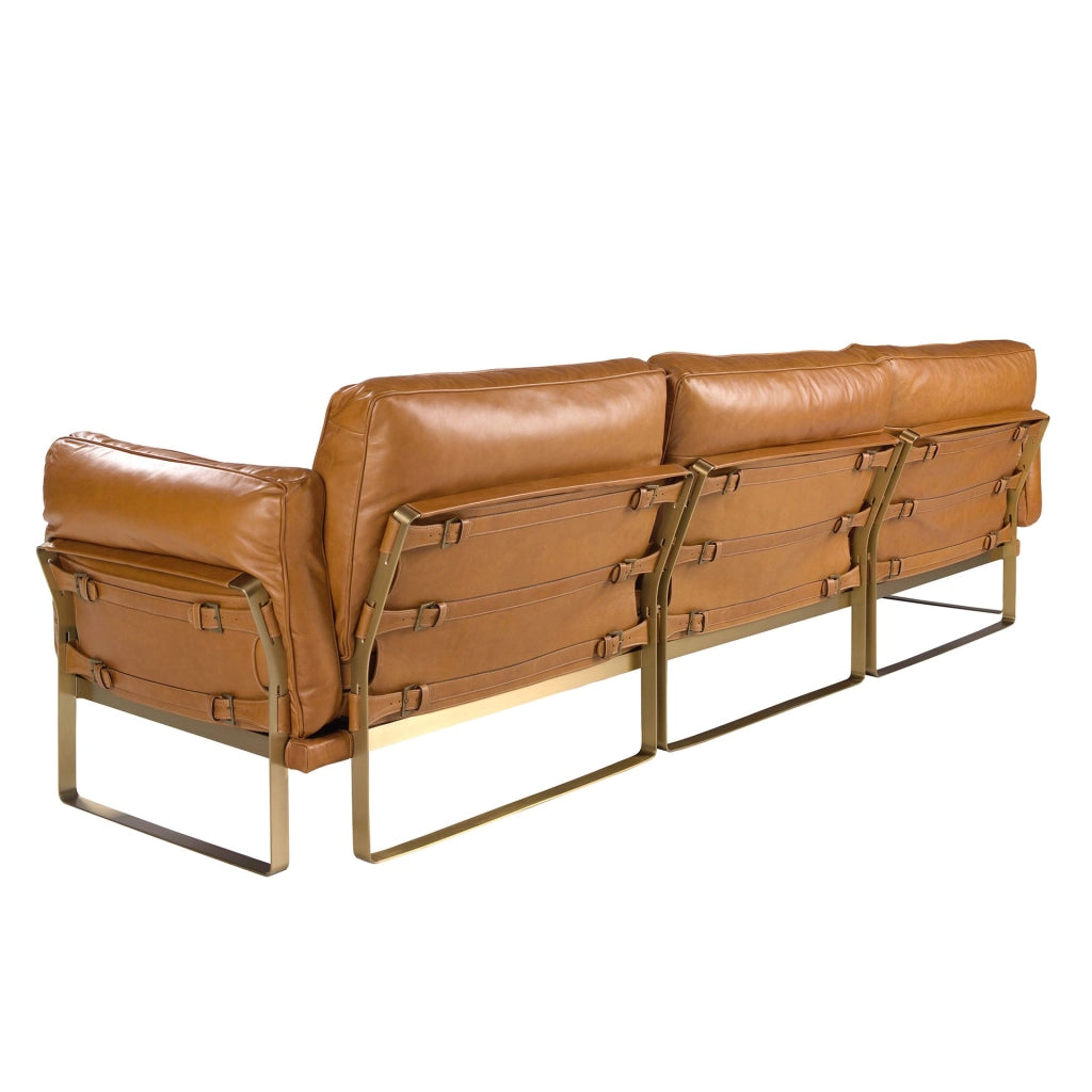 Divano con chaise longue sinistro in pelle di cammello