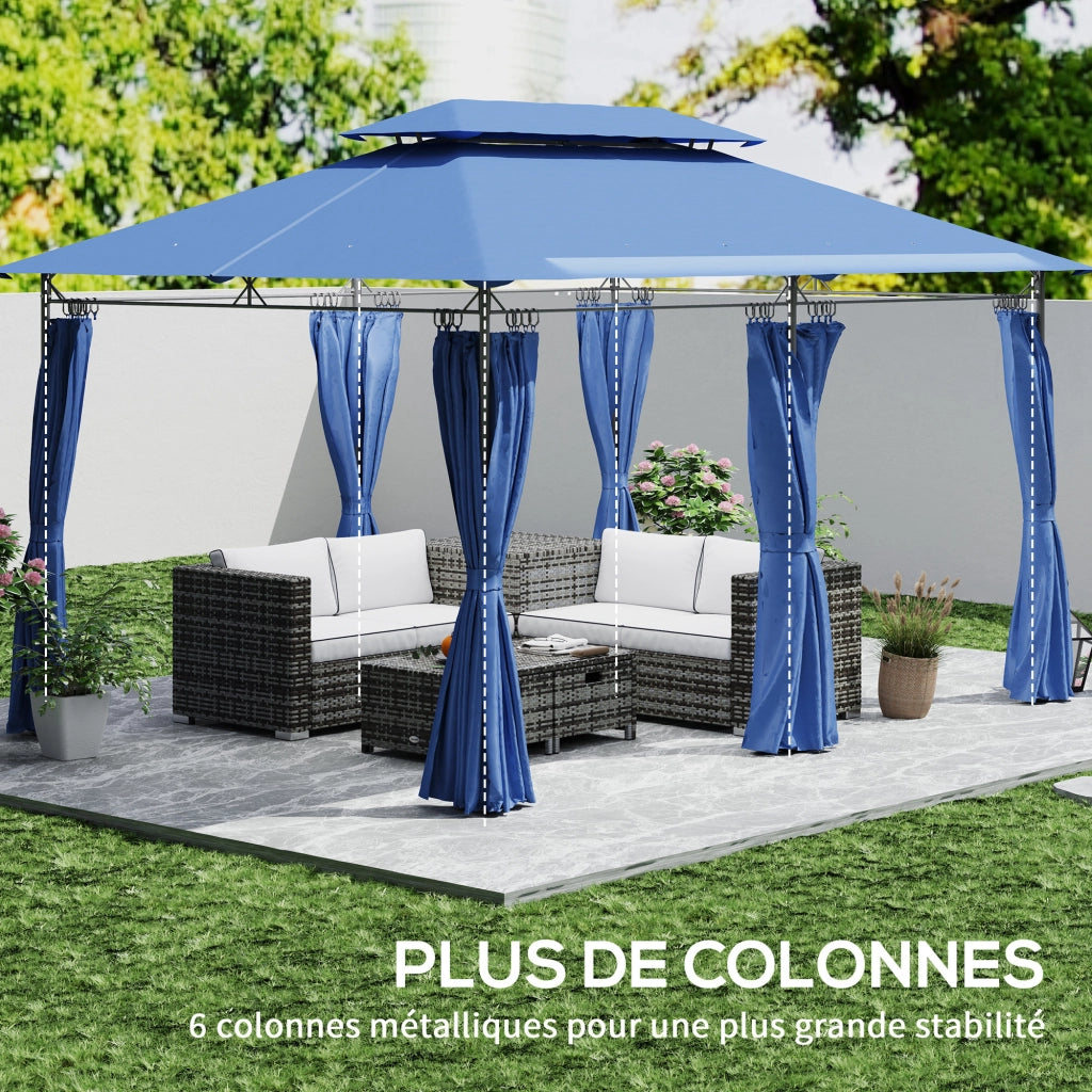 Tenda da giardino 3x4m con 6 tende amovibili ¨C zephmum ¨C blu scuro