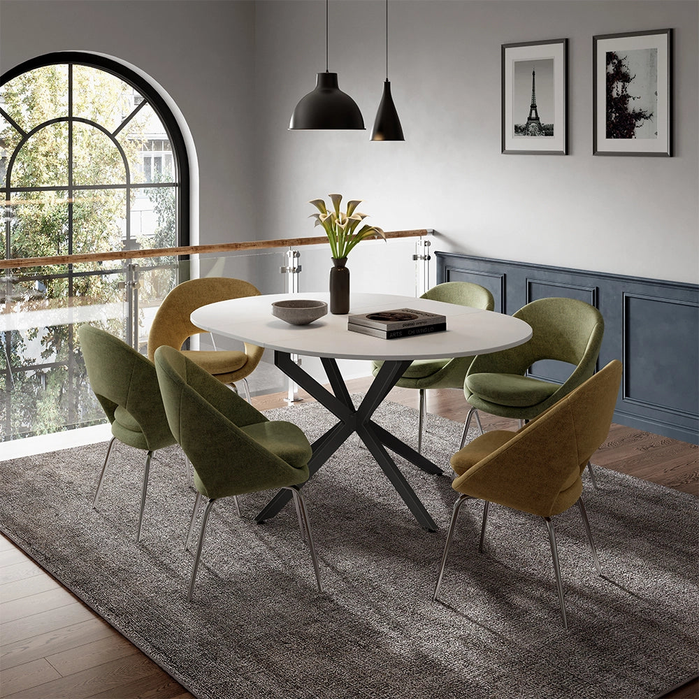 Tavolo da pranzo allungabile Loyd Bianco/Nero 120 x 76.5 cm Estensibile Vicco