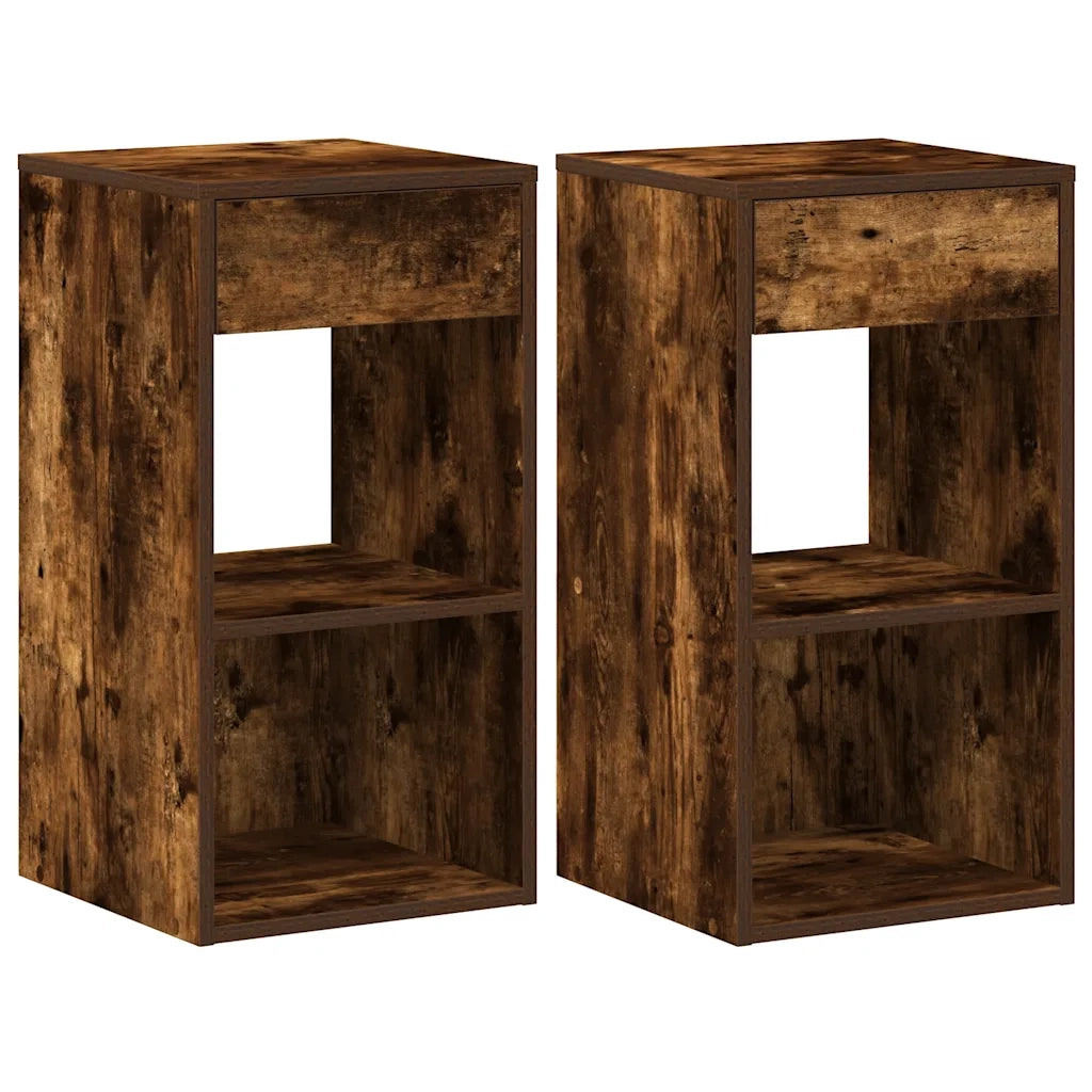 Comodini con Cassetto 2 pz Rovere Fumo 35x34x66,5 cm 858722