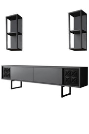 Mobile TV in legno "Black Line" - 180 x 30 x 48 cm - Antracite-Nero