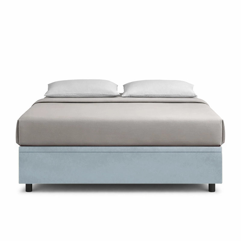 Letto imbottito Matrimoniale 180x190 cm BoxMax - Contenitore,Microfibra,Azzurro