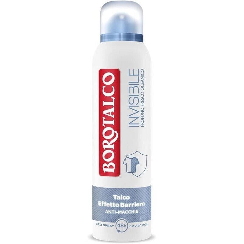 BOROTALCO DEODORANTE SPRAY INVISIBILE AZZURRO NO ALCOOL CON TALCO EFFETTO BARRIERA 150 ML NEW