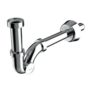 SIFONE SCARICO A ESSE IN ABS CROMATO SENZA PILETTA PER LAVABO O BIDET CON ISPEZIONE LATERALE MODELLO - 11/4 X Ø32×250 MM  - BON