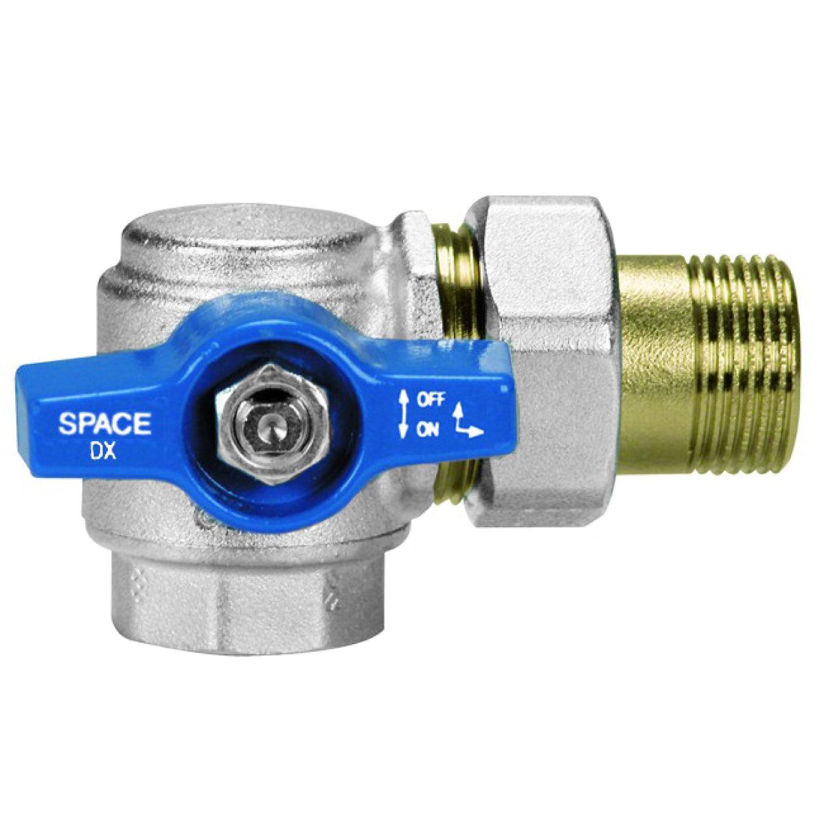 VALVOLA A SFERA A SQUADRA IN OTTONE CON VERSO DESTRO A PRESA FRONTALE MODELLO SPACE - 1  - EFF