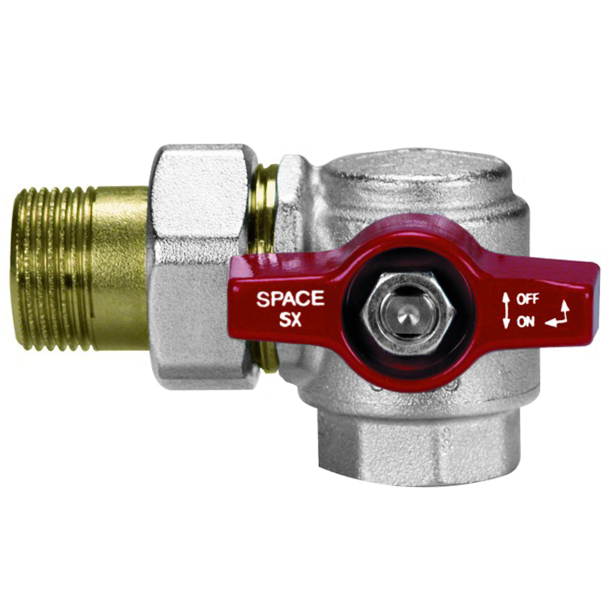 VALVOLA A SFERA A SQUADRA IN OTTONE CON VERSO SINISTRO A PRESA FRONTALE MODELLO SPACE - 1  - EFF