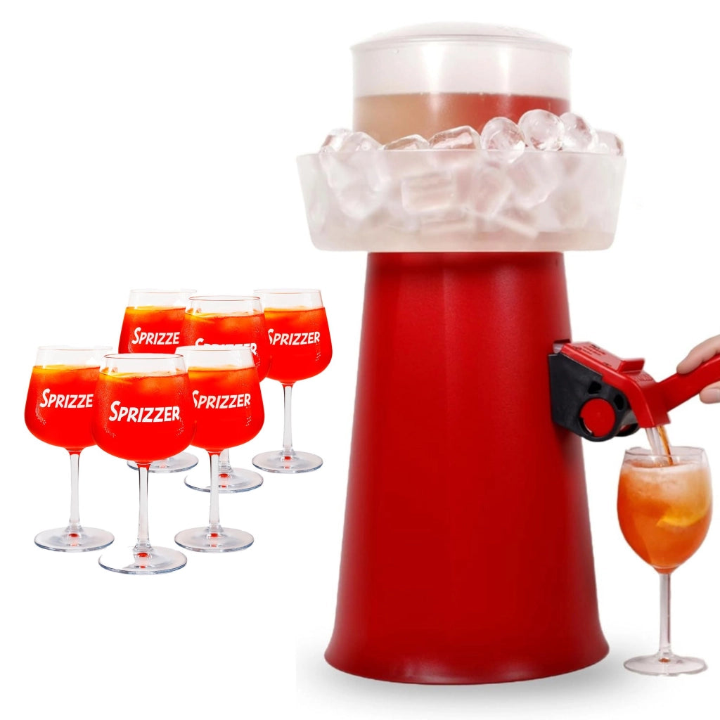 SPRIZZER Kit Sprizzer Rosso in plastica con 6 bicchieri per aperitivi colore rosso brillante design italiano funzionale e resistente modello SPRIZZER-ROSSO-6-BICCHIERI