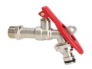 RUBINETTO A SFERA CON MANGLIA A LEVA E CHIUSURA CON LUCCHETTO- - M 3/4 con portagomma F 1 - 1 pezzi AGLAIA