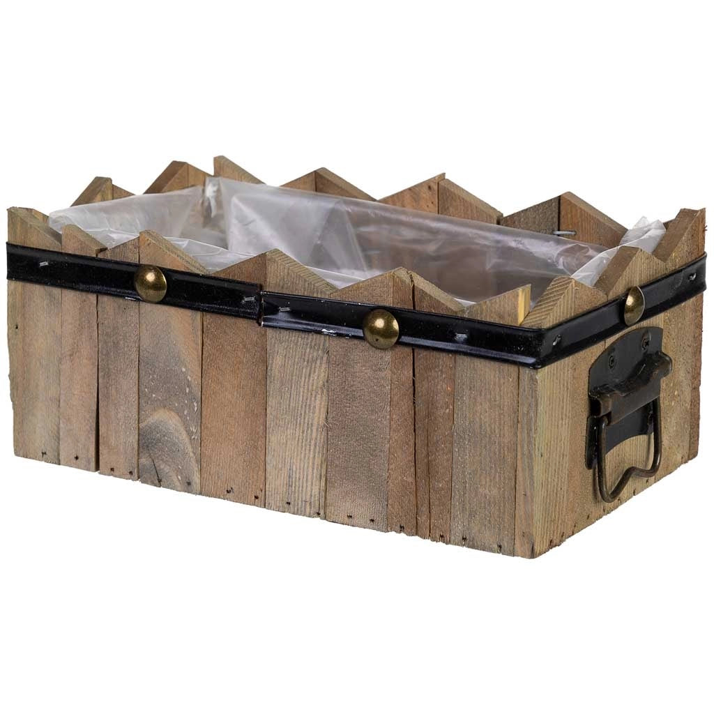 Cesto rettangolare in legno blu 24x15x9/10,5h cm