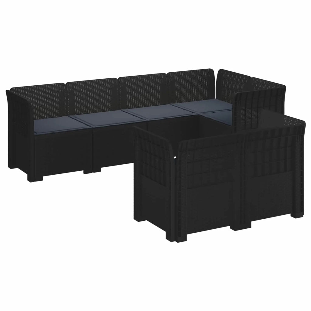 Divano 7 Posti da Giardino con Cuscini Aspetto Rattan PP 3444145