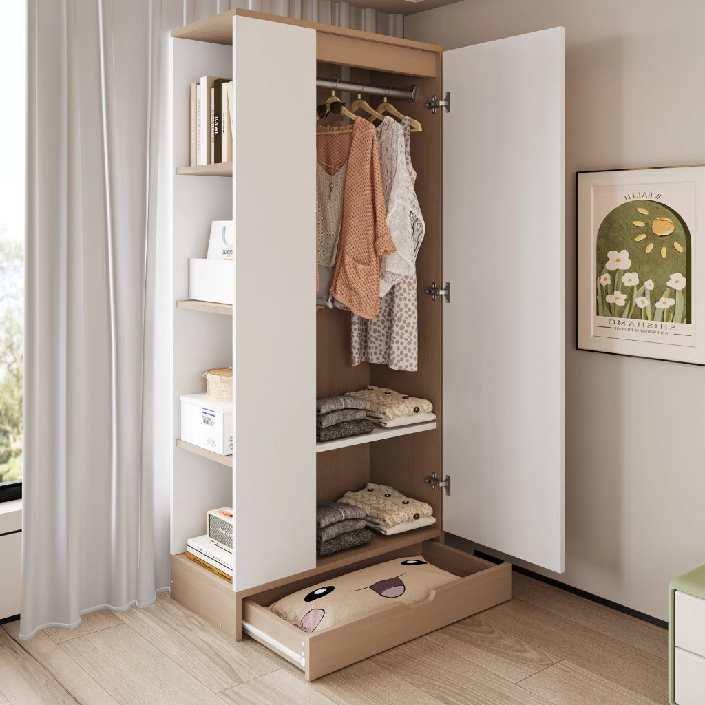 ARMADIO a 1 anta 70 x 40 x 170 cm Legno Bianco/Naturale