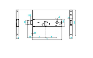 YALE 870.02 E70 SERRATURA PROFILATI 16 MM S/CIL C.970.02- 1,0 pz