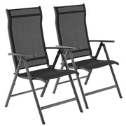 Set di 2 sedie da giardino pieghevoli sedute da esterno robusto telaio in alluminio schienale regolabile in 8 posizioni capacità di carico 150 kg nero 12_0001696