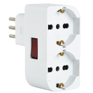 ADATTATORE SPINA 10A  2 PRESE UNIV. SALVASP C/INT.- 1,0 pz