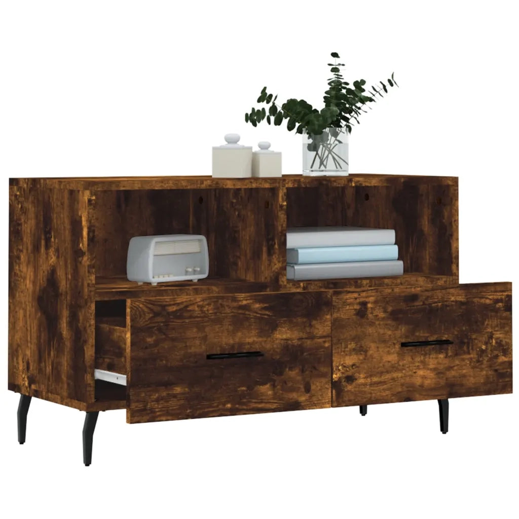 Mobile Porta TV Rovere Fumo 80x36x50 cm in Legno Multistrato 828993