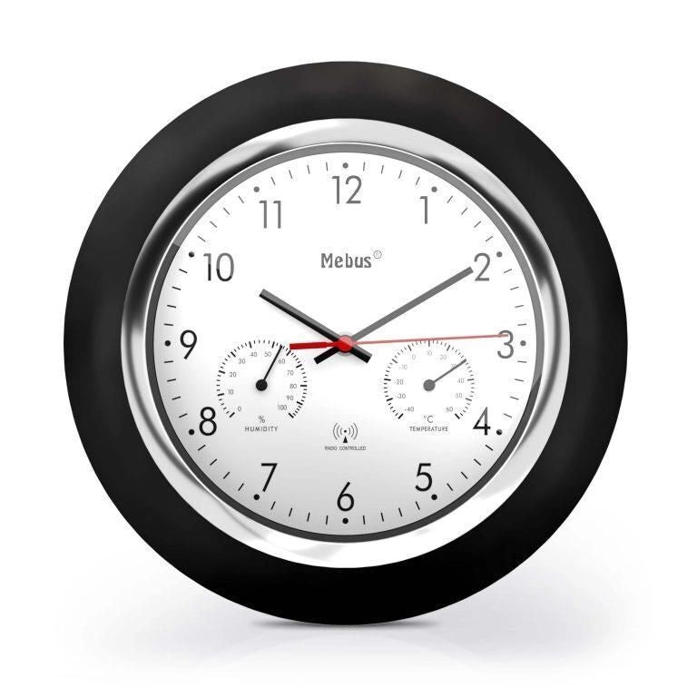 Mebus 19453 orologio da parete e da tavolo Orologio digitale Rotondo Nero, Bianco