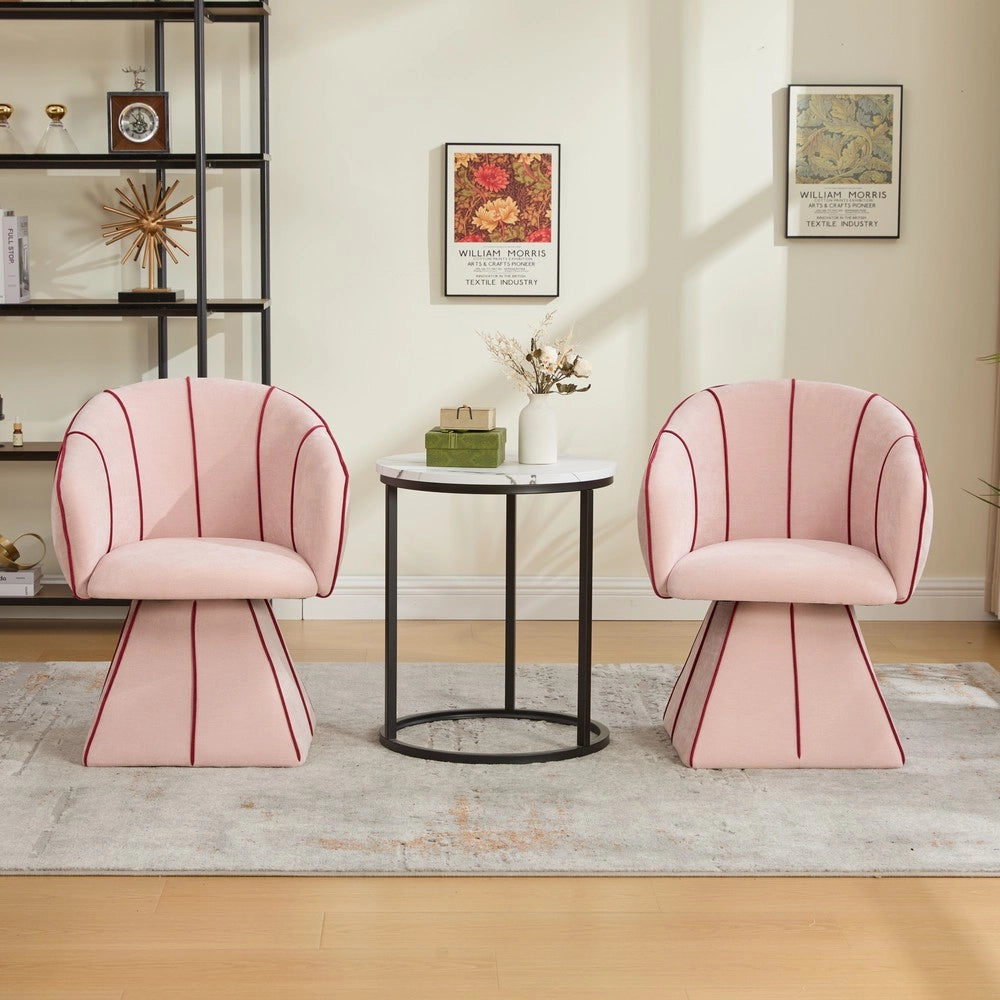 Poltrona Girevole in Tessuto Chenille ¨C MINIMAL ¨C Rosa, Schienale Alto, Relax