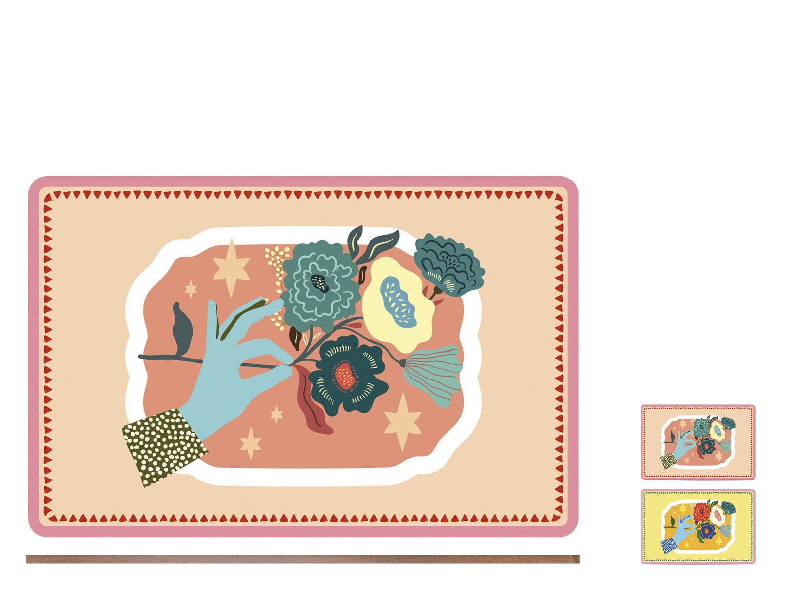 Set due tovagliette gipsy In sughero decoro fiore 43x28 cm