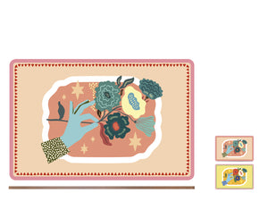 Set due tovagliette gipsy In sughero decoro fiore 43x28 cm