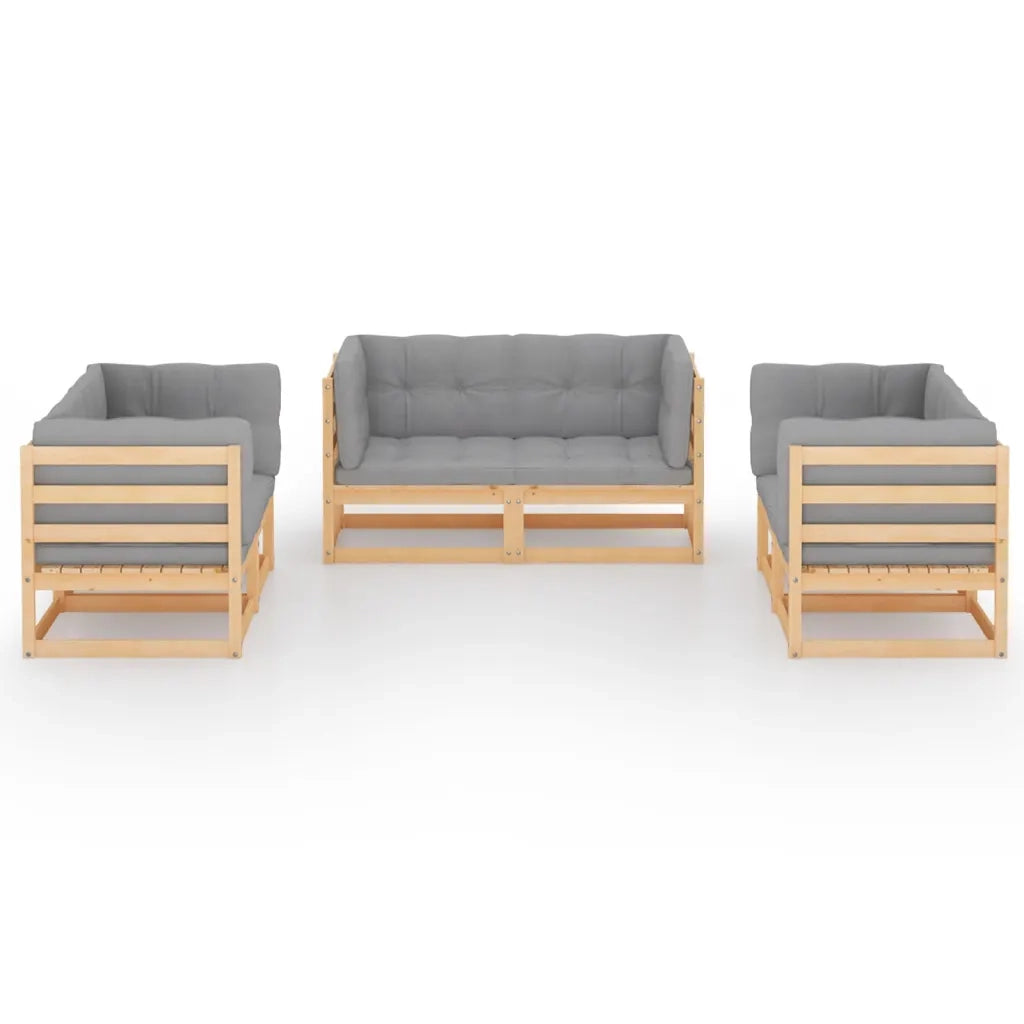 Set Divani da Giardino 6 pz con Cuscini Legno Massello Pino 3076489